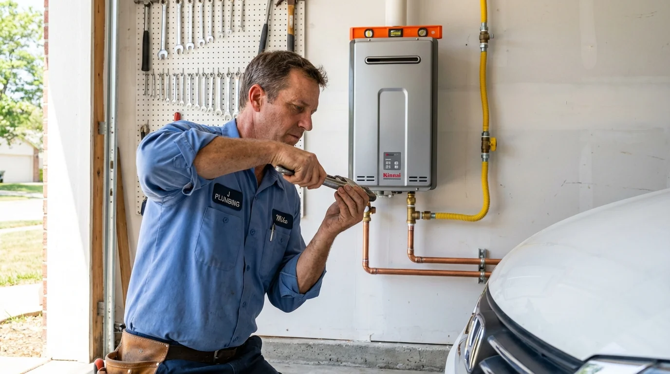 Tankless water heater installation by a Johns Plumbing LLC plumber in Eldorado